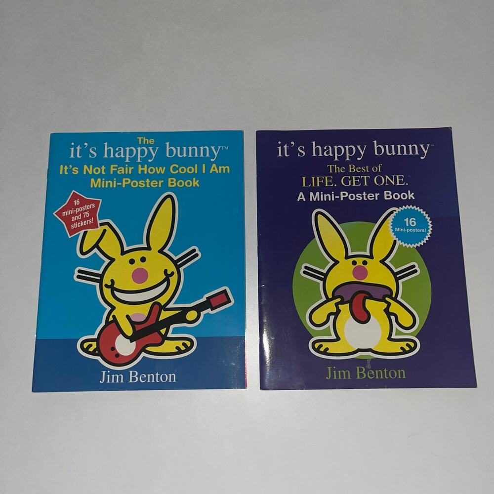Vintage VTG Scholastic Book Fair Y2K Happy Bunny Mini Poster Books (F)